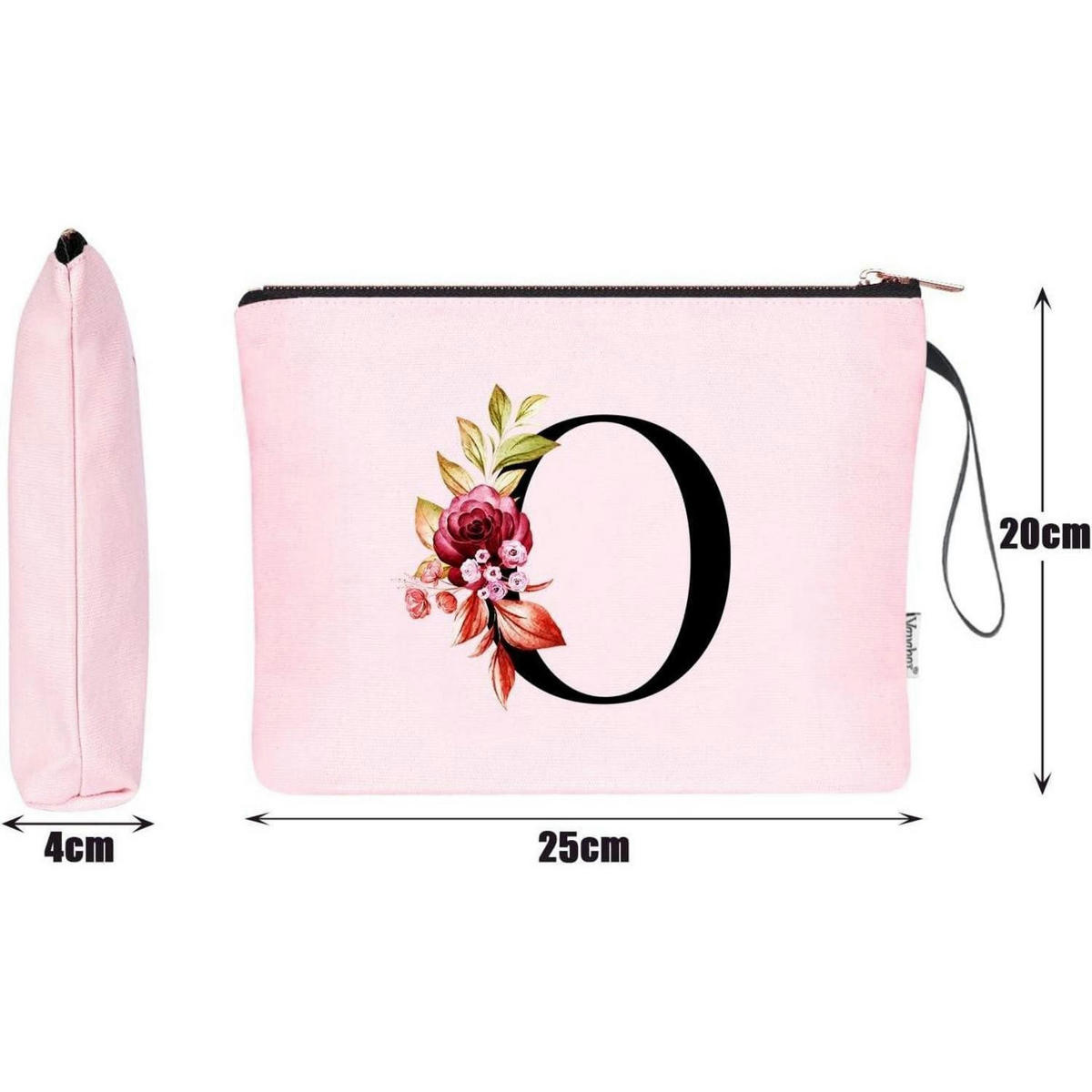 KOSMETIKTASCHE mit Initial O und Blumenprint Rosa - Rosa, Textil (5/16/24cm)