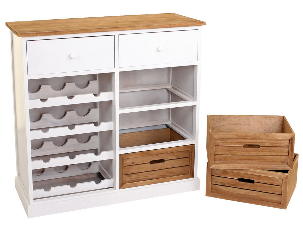 WEINREGAL MIT SCHUBLADEN Weiß, Braun - Weiß/Braun, Holz (87/86/37cm) - MCW