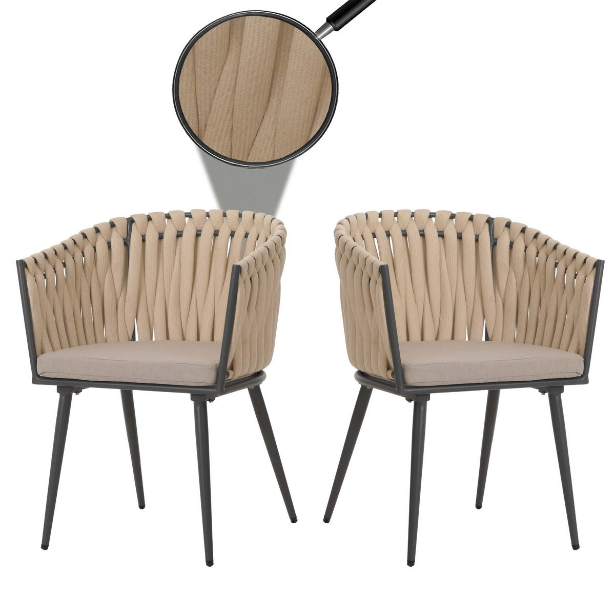 ESSZIMMERSTUHL Cremeweiß, Braun 2er-Set - Weiß/Braun, Textil (61/82/57cm) - MCW