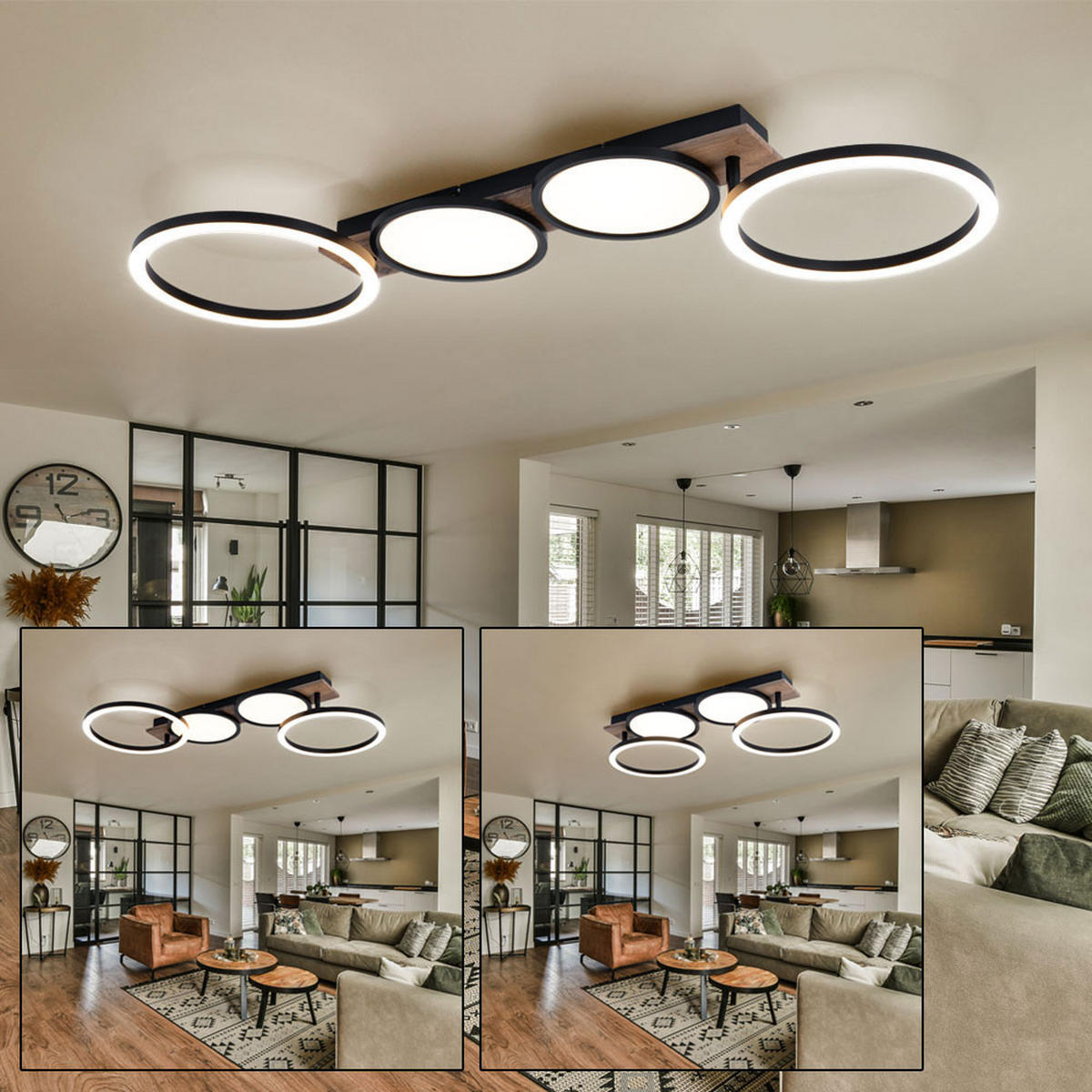 LED DECKENLEUCHTE Holzoptik Braun - Braun, Metall (108.5/30/11cm) - Globo Lighting