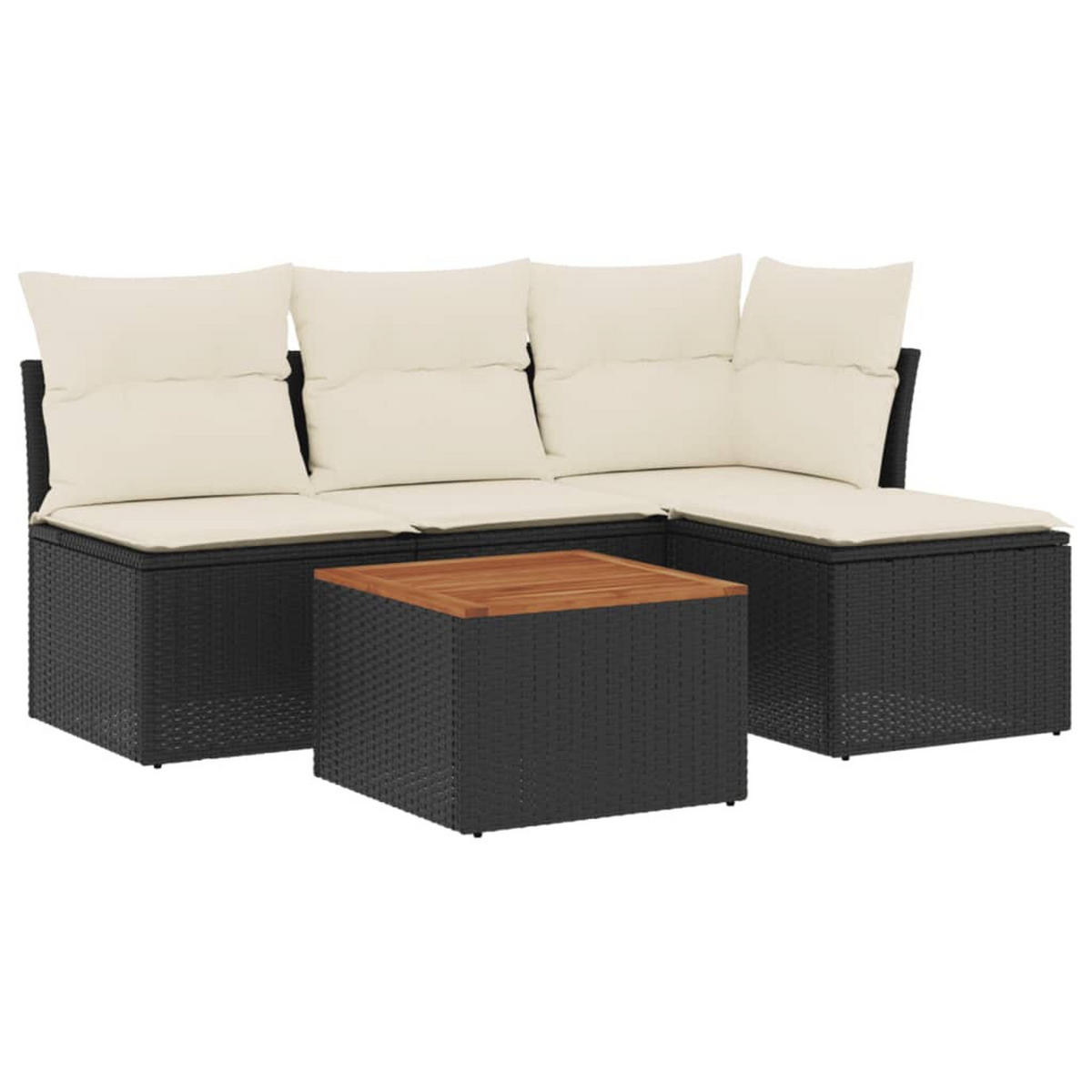 GARTEN-SOFAGARNITUR 5-TLG. Mit Kissen Schwarz Poly Rattan - Schwarz, Kunststoff - vidaXL