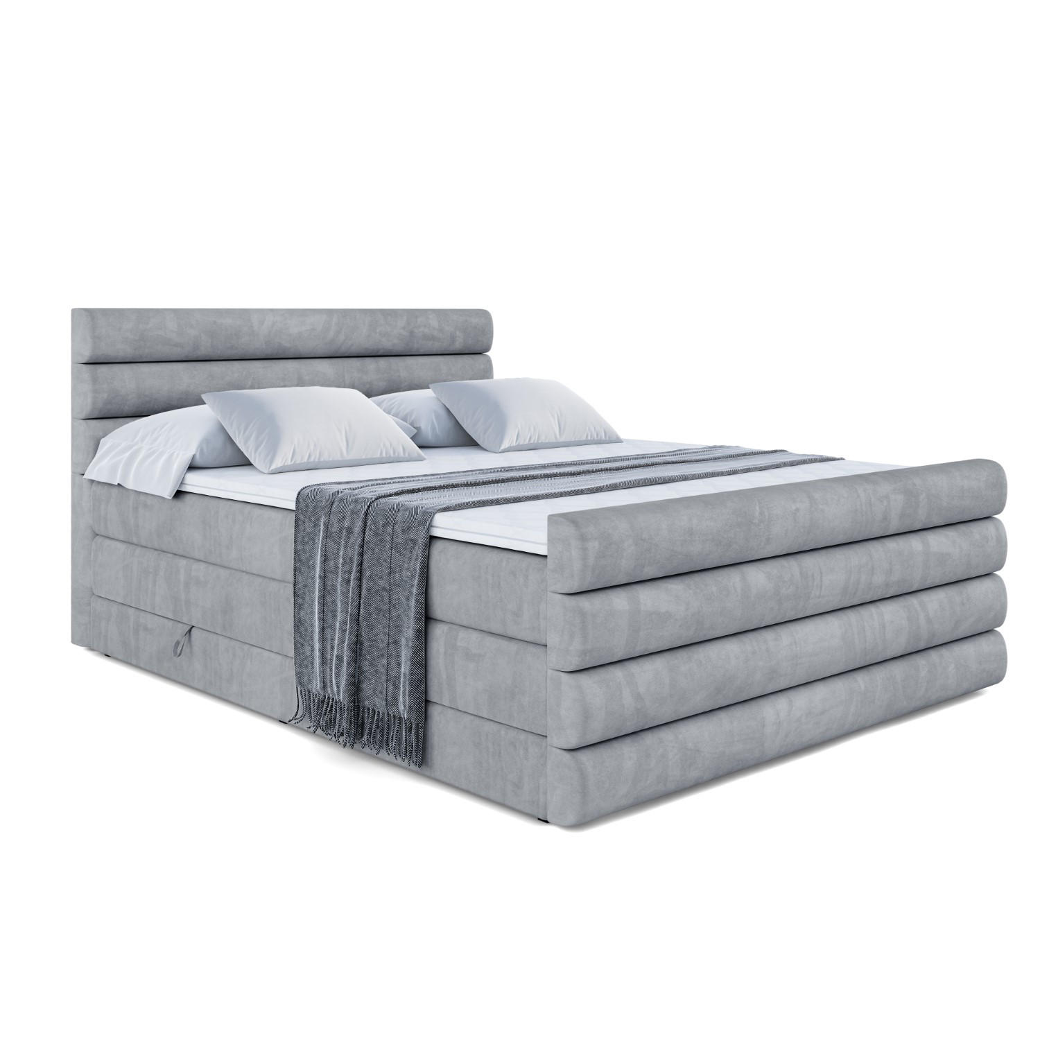 BOXSPRINGBETT CELESTIA-Z KING - 200x200 - H3/H4 - Grau - Grau, Holzwerkstoff (200/200cm) - ALTDECOR