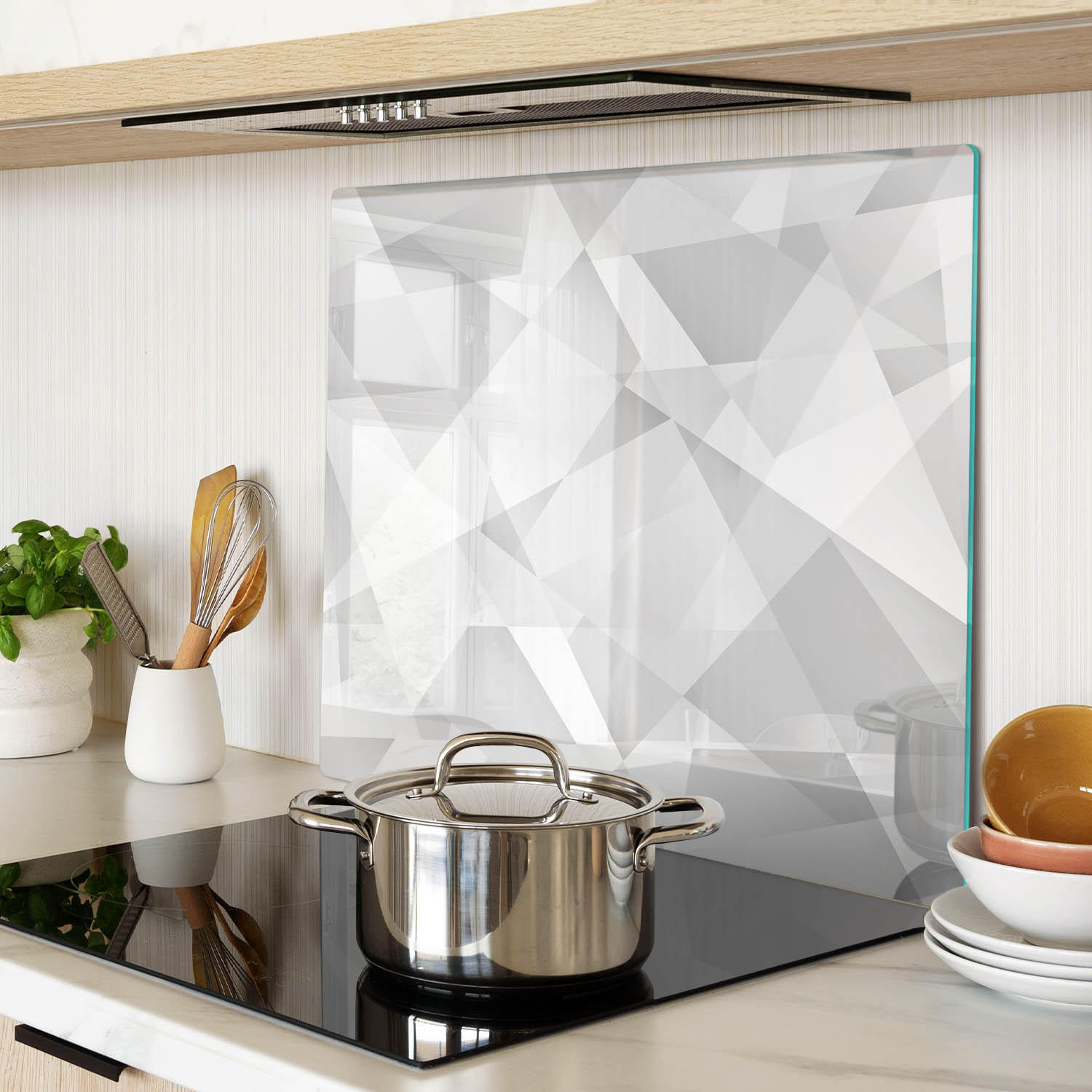 GLASPLATTE 60x52 cm Abstrakt - Weiß, Glas (60/0.4/52cm) - TULUP