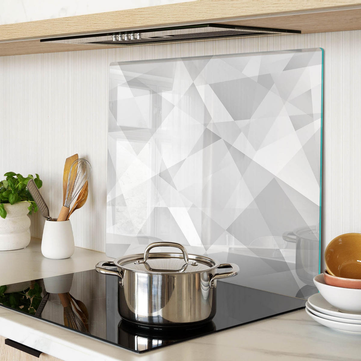 GLASPLATTE 60x52 cm Abstrakt - Weiß, Glas (60/0.4/52cm) - TULUP