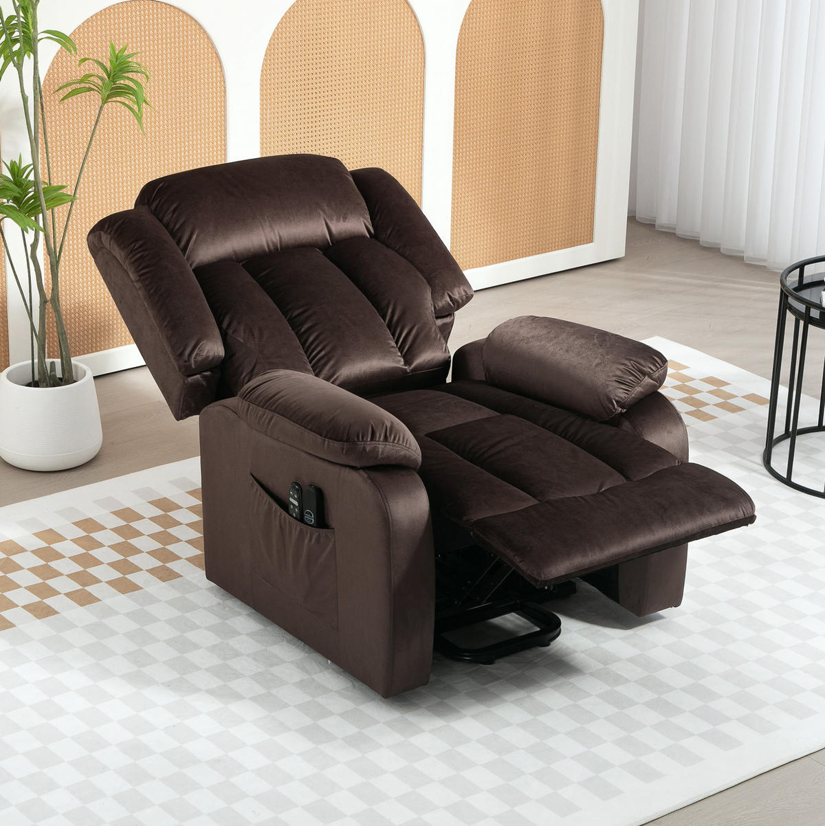 FERNSEHSESSEL in Braun 88x95x106 cm mit elektrischer Aufstehhilfe, Massage- und Heizfunktion - Braun, Metall (95/106/88cm) - IVMEU