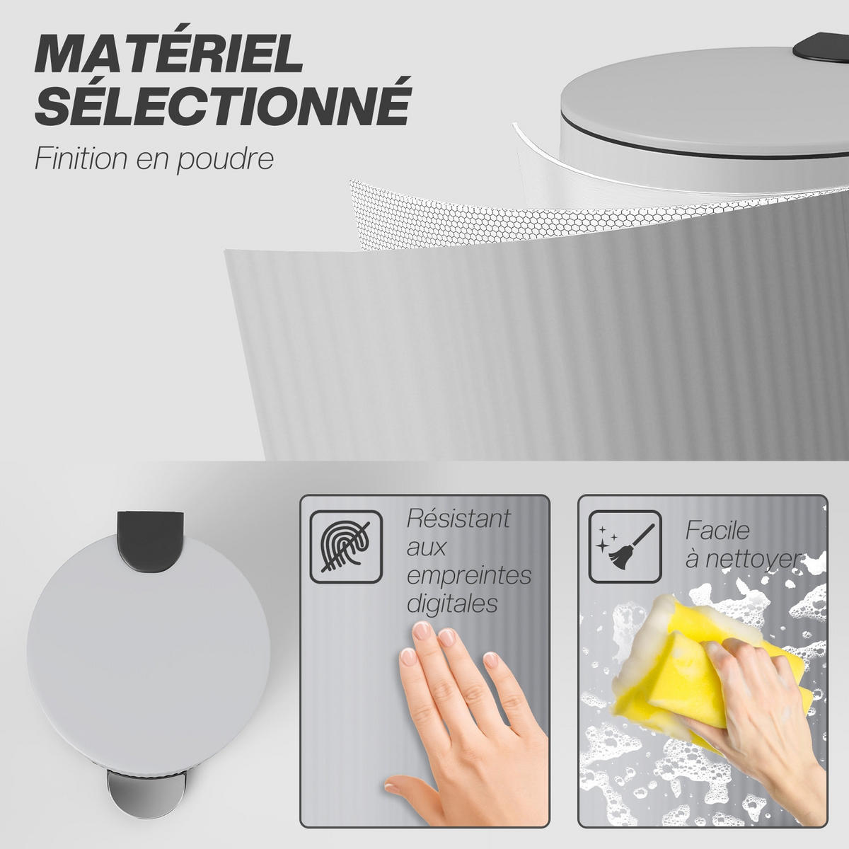 MÜLLEIMER KÜCHE 30 LITER Treteimer Grau 36/30/60,5 cm - Grau, Metall (30/60.5/36cm) - Rolipo