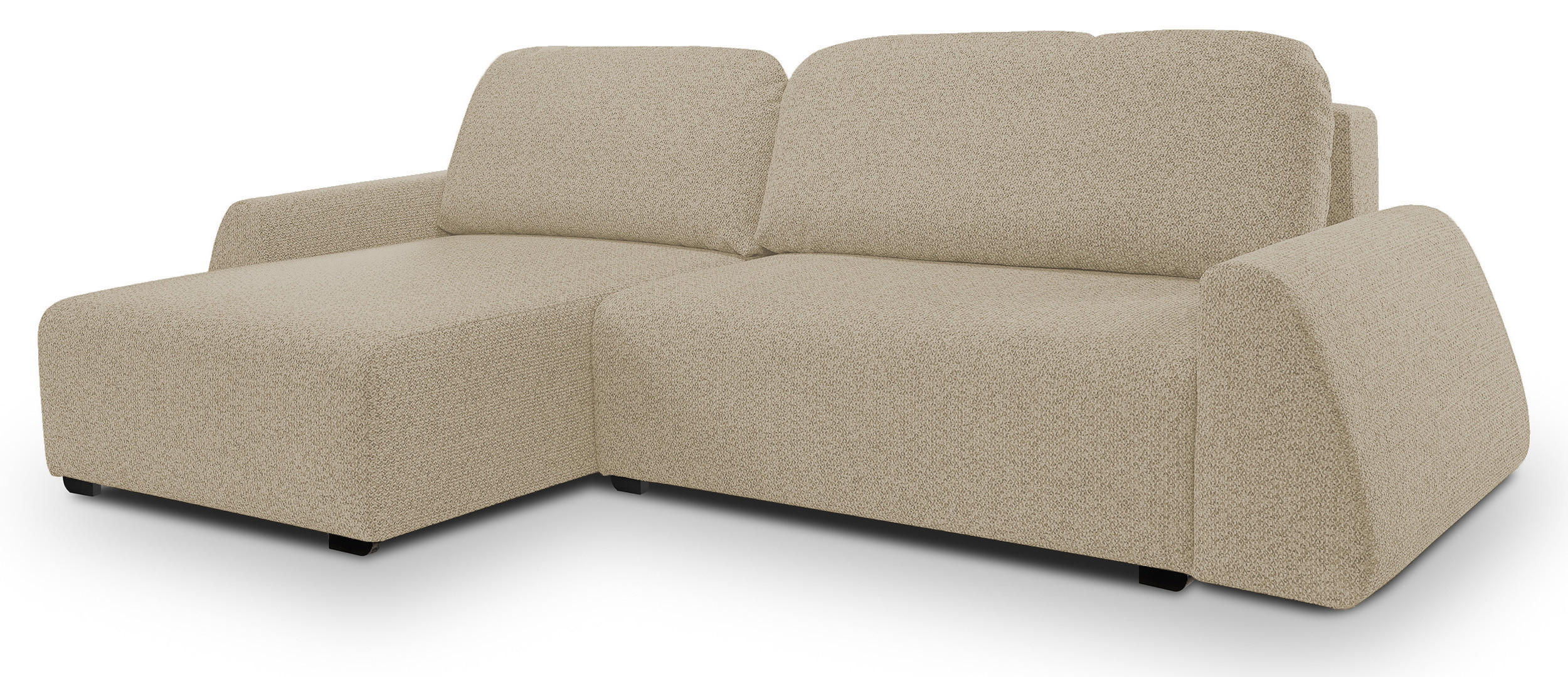 ECKSOFA ALMI mit Schlaffunktion Bettkasten Wellenfedern Komfortable Sitzpolsterung Elegantes Design Linke, 160x275 cm Cappucino - Cappuccino, Holz/Textil (160/275cm) - DomoHome