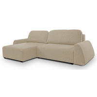 ECKSOFA ALMI mit Schlaffunktion Bettkasten Wellenfedern Komfortable Sitzpolsterung Elegantes Design Linke, 160x275 cm Cappucino - Cappuccino, Holz/Textil (160/275cm) - DomoHome