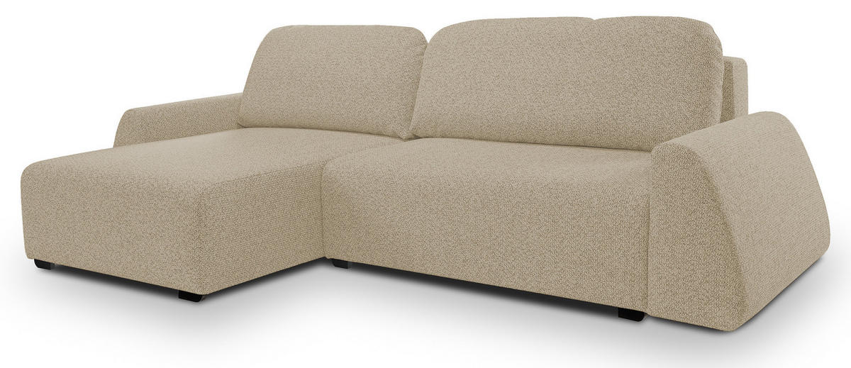 ECKSOFA ALMI mit Schlaffunktion Bettkasten Wellenfedern Komfortable Sitzpolsterung Elegantes Design Linke, 160x275 cm Cappucino - Cappuccino, Holz/Textil (160/275cm) - DomoHome