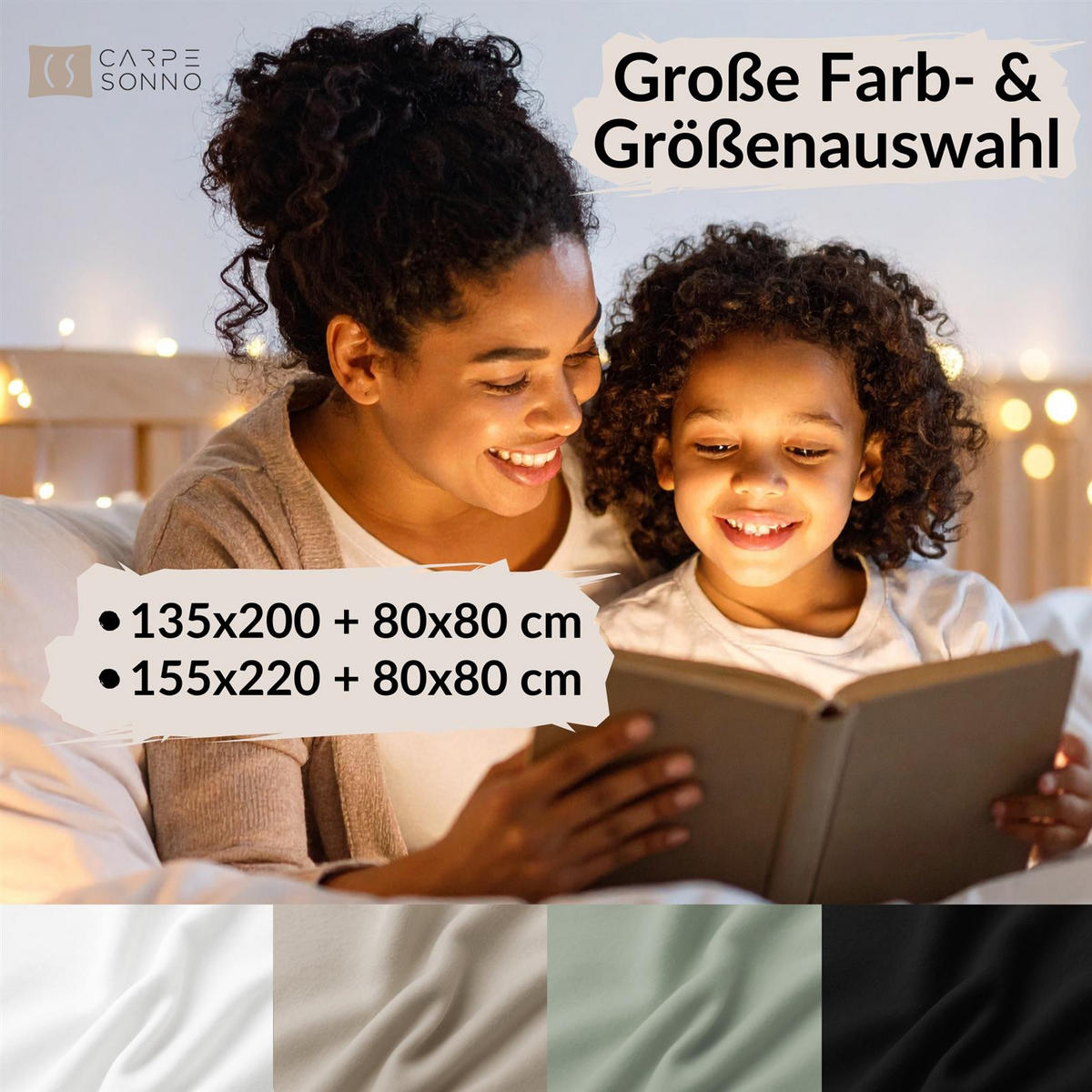 BETTWÄSCHE Biber 200x220 Schwarz Uni Flanell Winter Bettbezug - Made in Germany - Schwarz, Textil (200/220cm) - Carpe Sonno