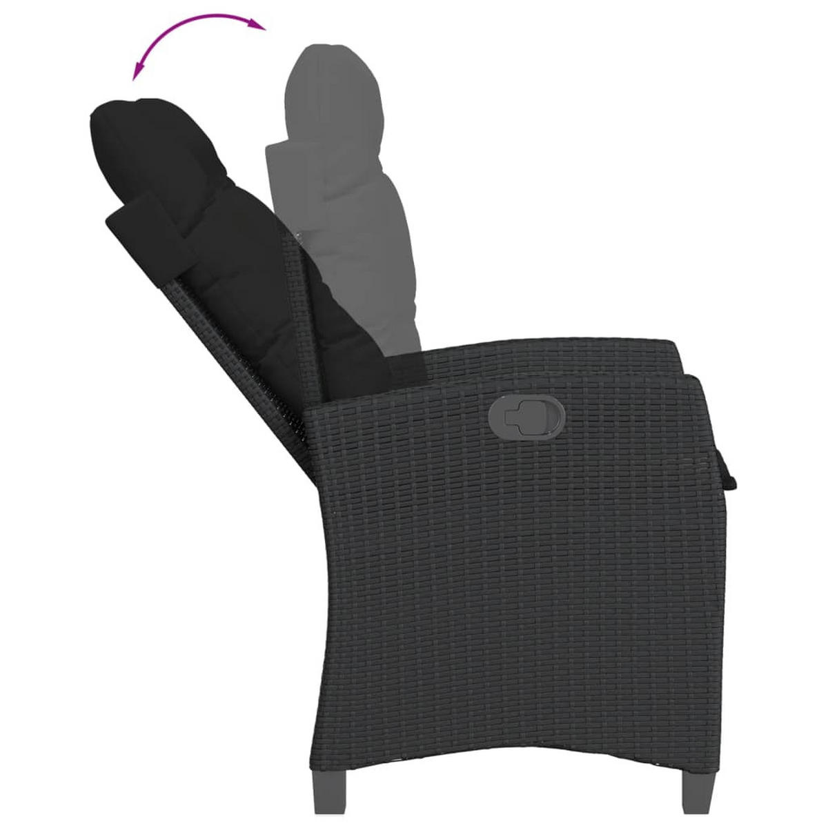 GARTEN-ESSGRUPPE 7Er Set Mit Kissen Schwarz Poly Rattan - Schwarz, Kunststoff - vidaXL