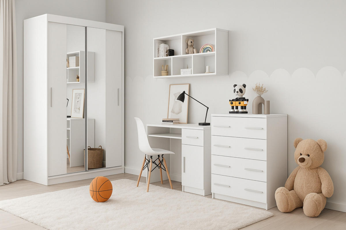 JUGENDZIMMER-SET TILL 01 PLUS 4-teilig in Weiß matt - Weiß, Holzwerkstoff (410/200/61cm) - Deine Möbel 24