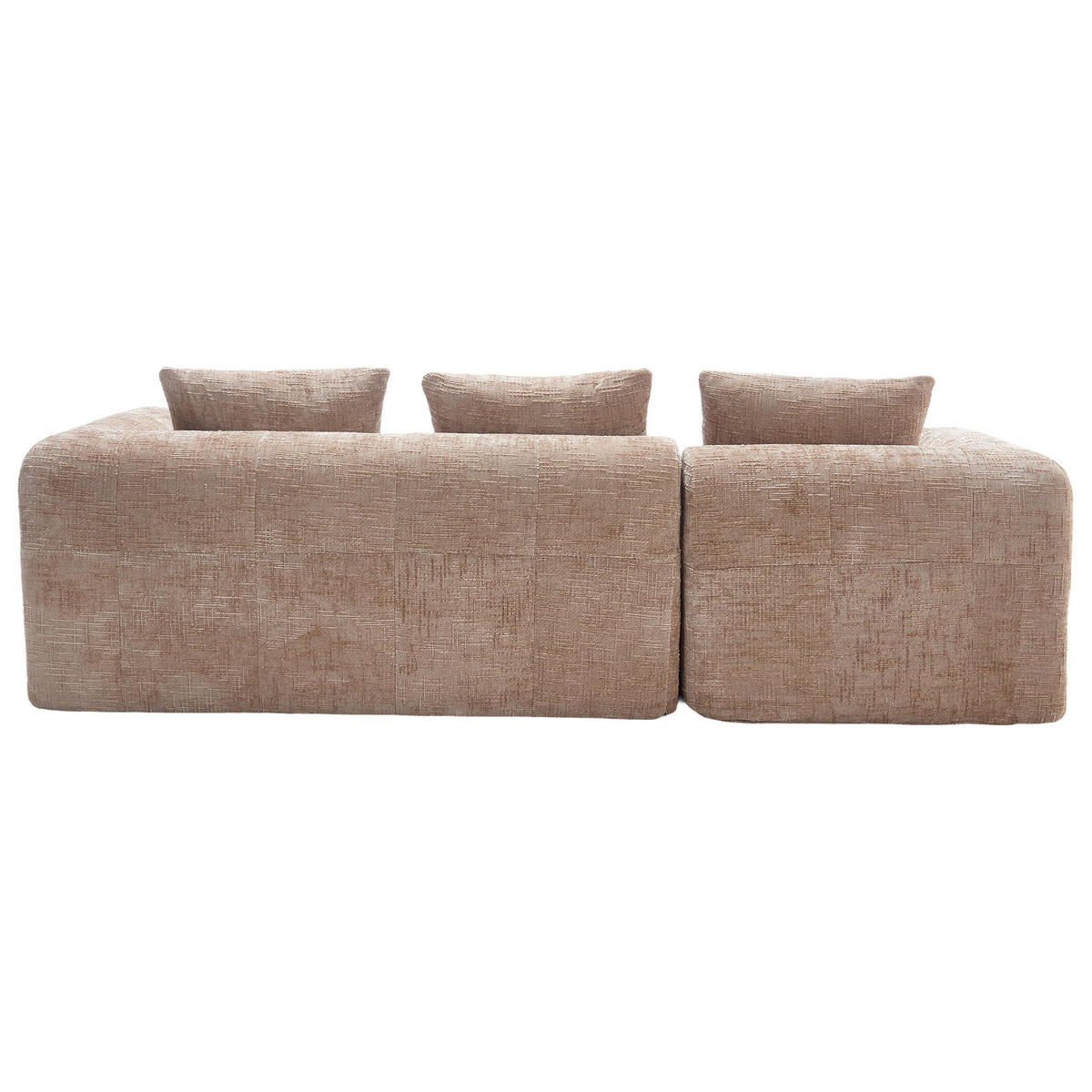 ECKSOFA L-Form 3-Sitzer mit Chaiselongue und Armlehnen Chenille khaki 250/158/60 cm - Naturfarben, Textil (250/158cm) - OKWISH