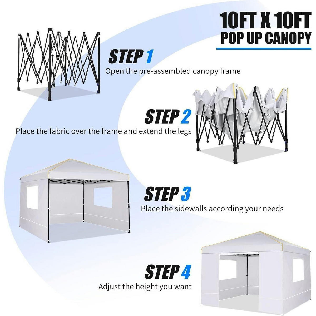 PAVILLON 3x3m Weiß Wasserdicht UV 50+ mit 4 Seitenteilen - Weiß, Textil (300/248.9/300cm)