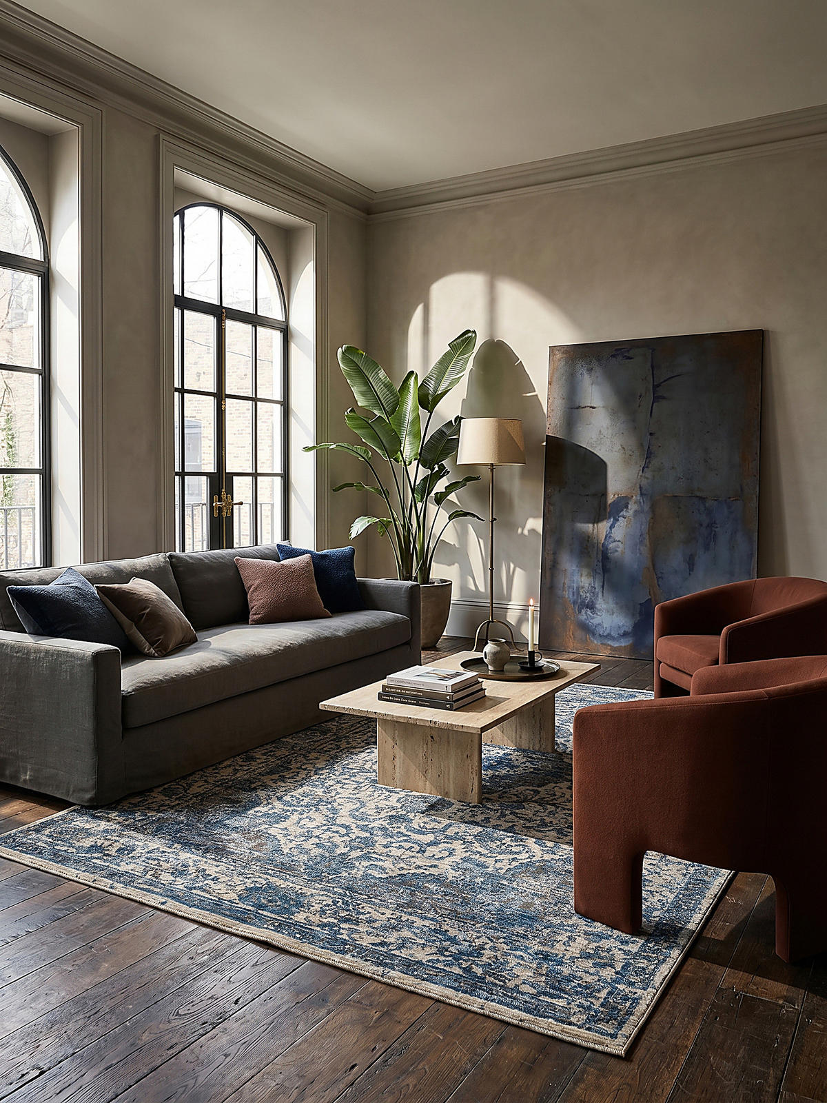 TEPPICH Vintage Kurzflor Medallion Muster, Orientalisch, Wohnzimmer Blau Rechteckig 120x160 - Blau, Textil (160/120cm) - KADIMA DESIGN