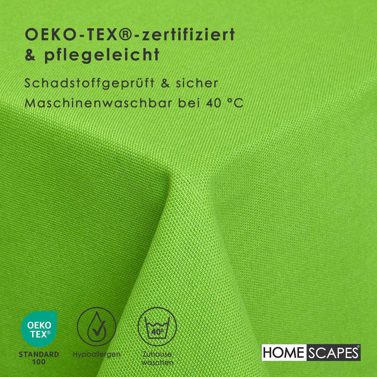 TISCHDECKE limette 137/228 cm, 100% Baumwolle - Limette, Textil (137/228cm) - Homescapes