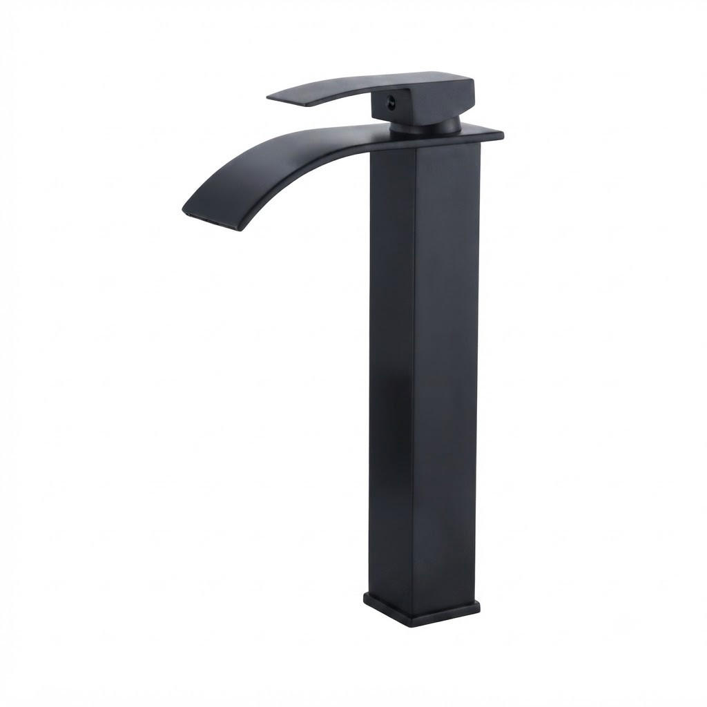 WASSERFALLARMATUR, 167 x 286 mm, hohe Ausführung, schwarz - Schwarz, Metall (38/7/21cm) - Vallsero