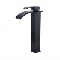 WASSERFALLARMATUR, 167 x 286 mm, hohe Ausführung, schwarz - Schwarz, Metall (38/7/21cm) - Vallsero