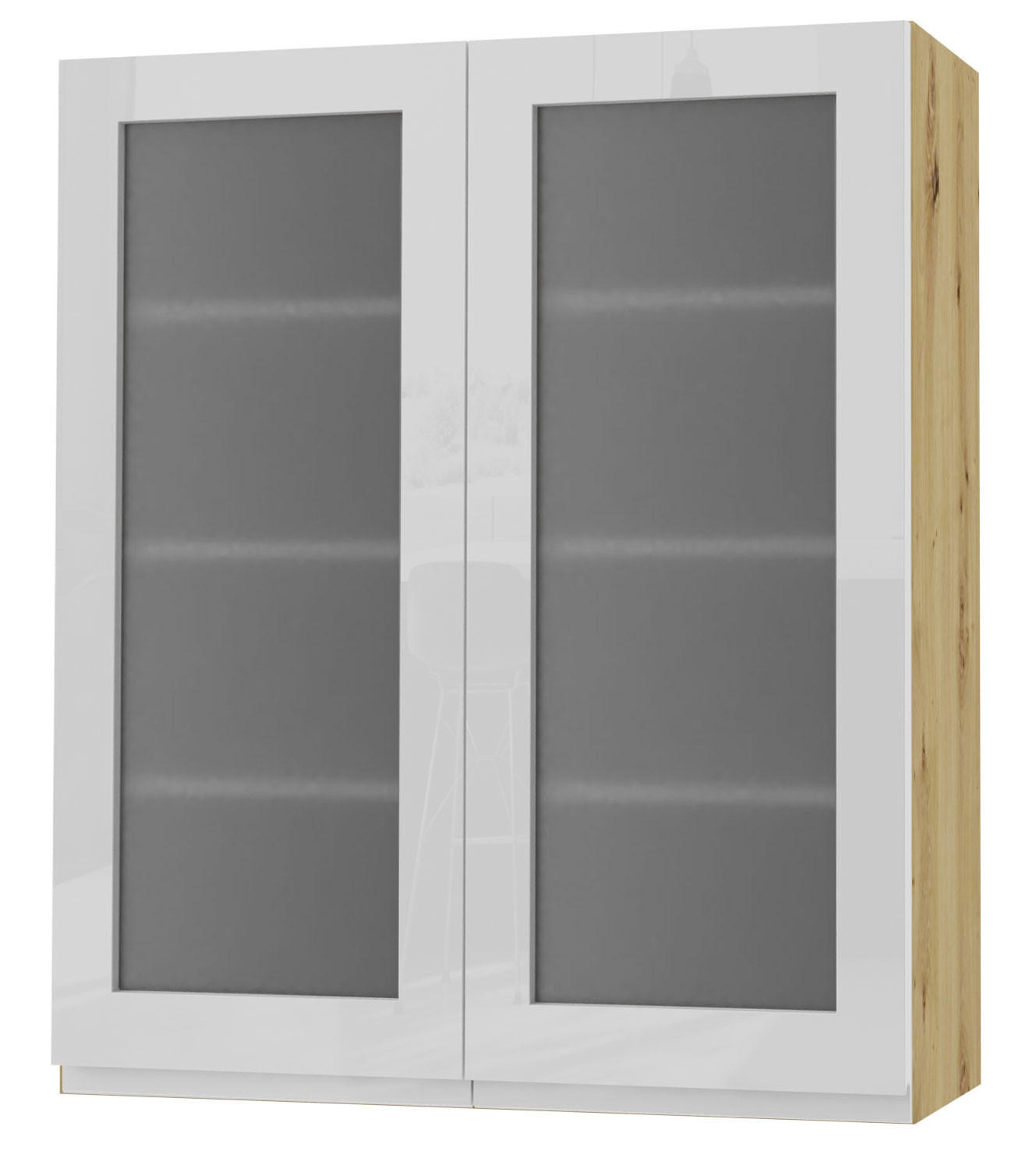 HÄNGESCHRANK Florence W4S/80 Eiche Artisan / RAL 9003 signalweiß HG 80 / 32,5 / 96cm - Weiß Hochglanz/Eiche Artisan, Holz/Holzwerkstoff (80/96/32.5cm) - Feldmann-Wohnen