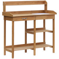 PFLANZTISCH Gärtnertisch Blumentisch mit Wanne Garten, Tannenholz, Natur - Fichtefarben, Holz (117/45/121cm) - Outsunny