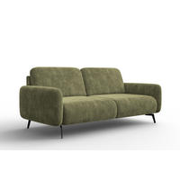 SOFA FEBE 3-Sitzer, olivgrüner Chenille-Stoff - Schwarz/Olivgrün, Holz/Textil (190/82/96cm) - Wozimo