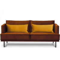3-SITZER-SOFA GANZO 2 Kissen inklusive, Velours-Stoff, orange - Schwarz/Orange, Textil/Metall (193/84/92cm) - KONSIMO®