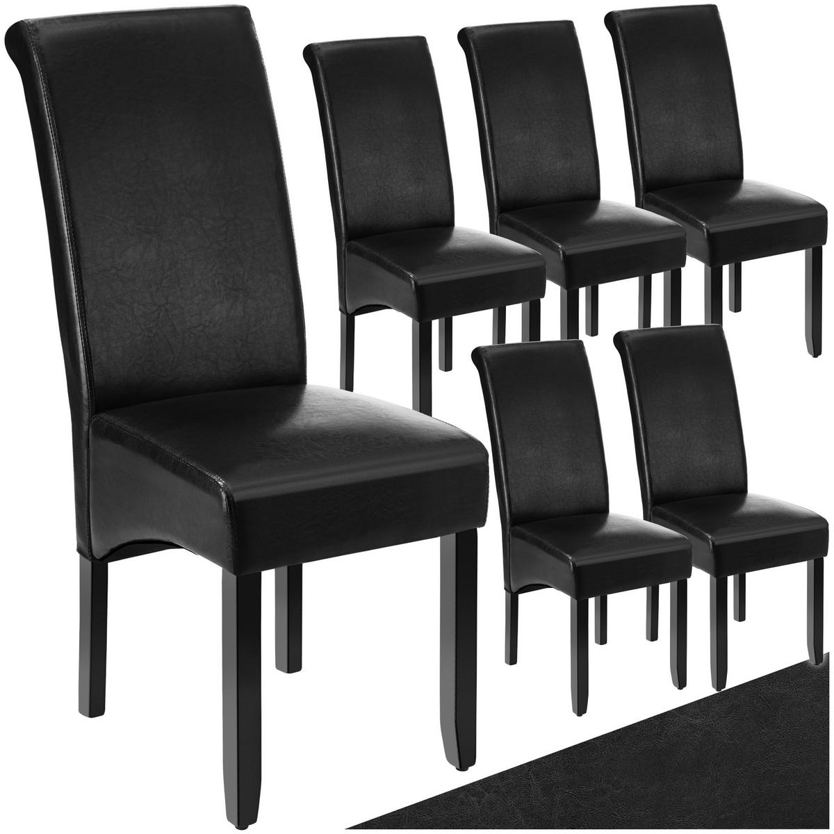 ESSZIMMERSTUHL 6er Set 44 x 63 x 106 cm schwarz - Schwarz, Textil (44/106/45cm) - tectake