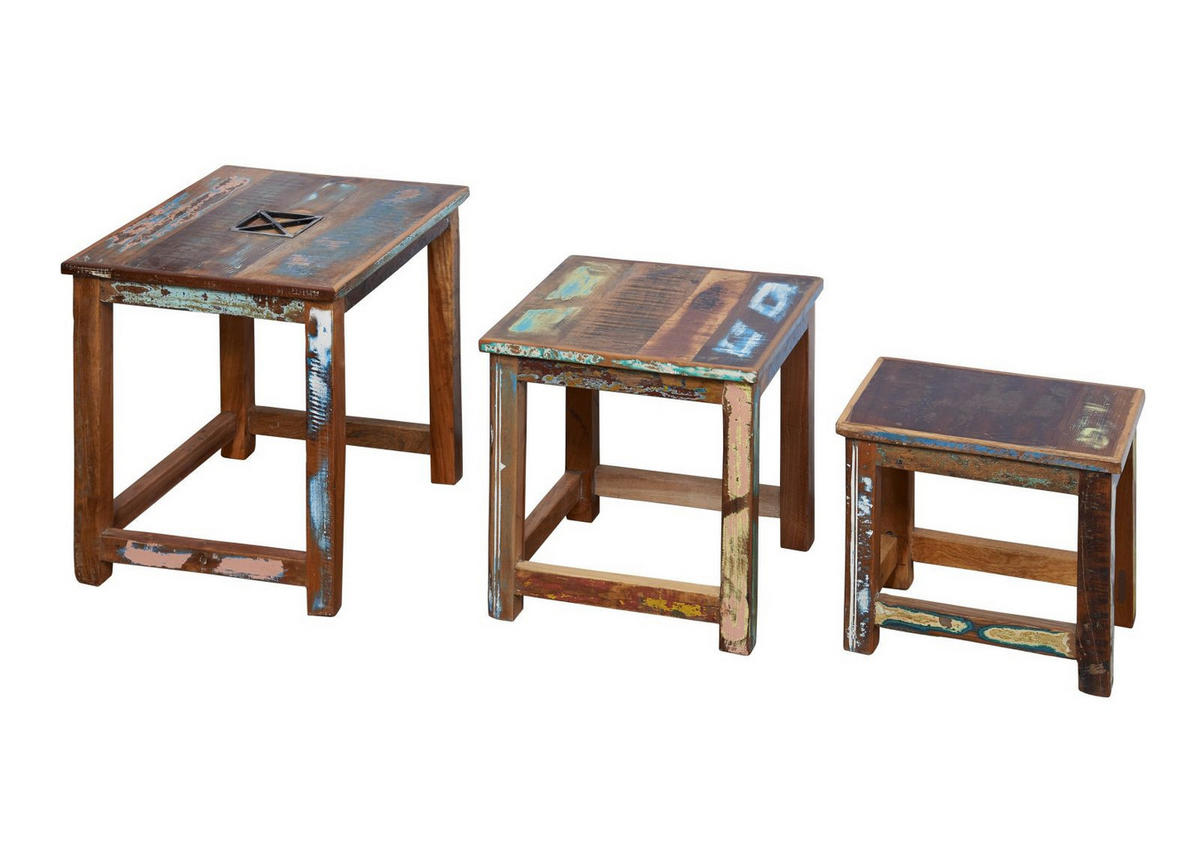 BEISTELLTISCH Altholz 48x40x46 mehrfarbig lackiert NATURE OF SPIRIT #119 - Multicolor, Holz (40/48/46cm) - Massivmoebel24