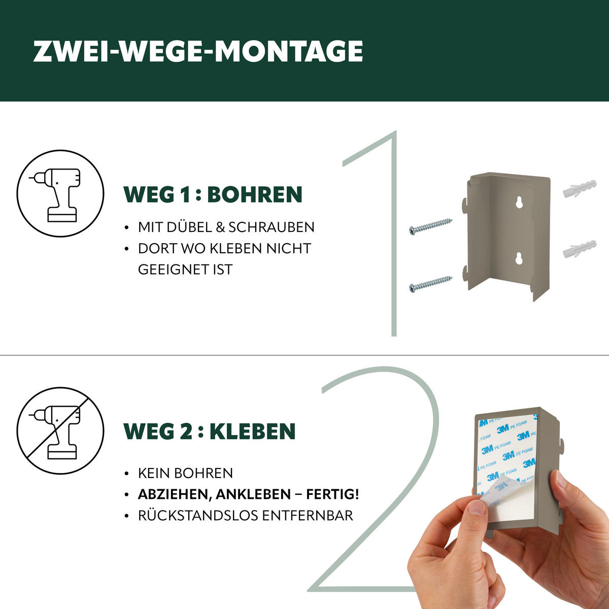 WAND-KOSMETIKEIMER 3 L, eckig, braun - Braun, Metall (16/24/23cm) - bremermann