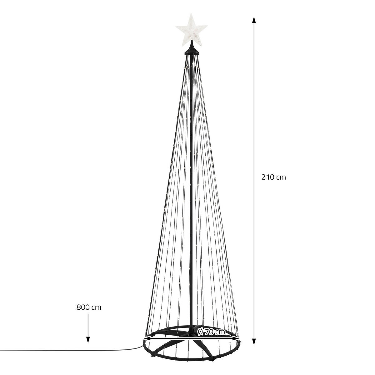 LED WEIHNACHTSBAUM Außen 210 cm 370 LED Metall - Schwarz, Metall (210cm) - ECD-Germany