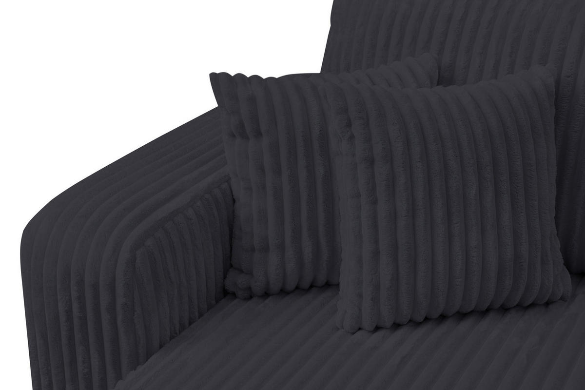 ECKSOFA mit Schlaffunktion Tilly, Schwarz Cordstoff - Schwarz, Textil (244/142cm) - VENASI MÖBEL