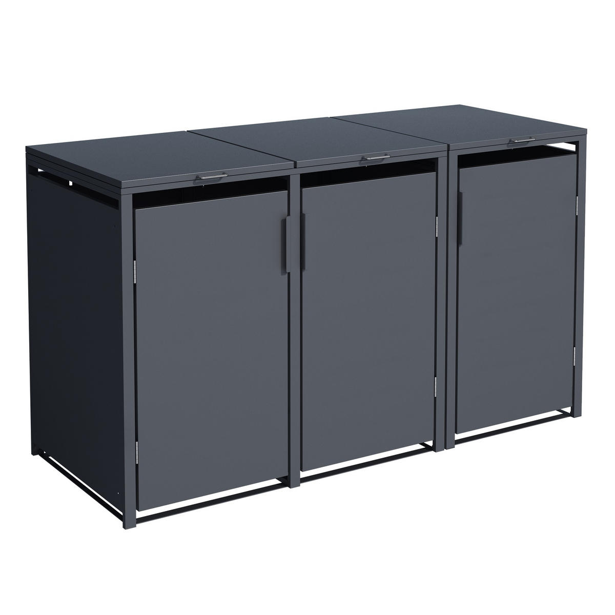 MÜLLTONNENVERKLEIDUNG Dublin - Mülltonnenbox für 3 - , Stahl verzinkt, anthrazit - Grau, Metall (198/116/80cm) - TPFGarden