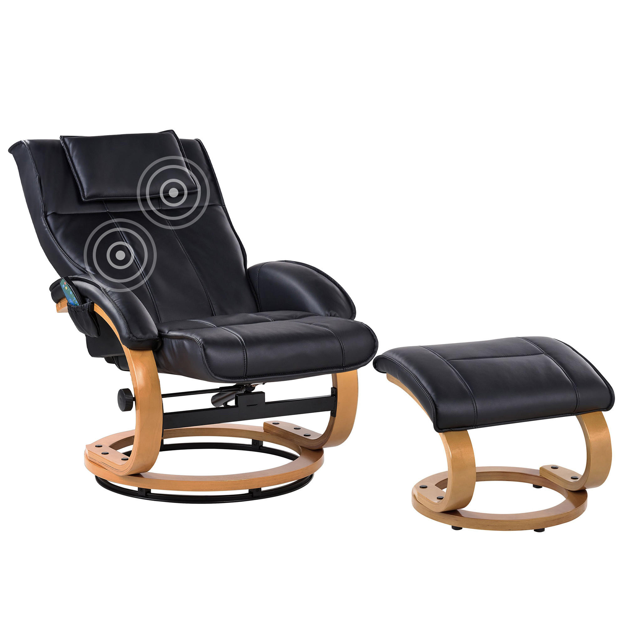 MASSAGESTUHL mit Fußstütze Kunstleder Schwarz Majestic - Schwarz, Kunststoff (68/98/82cm) - Beliani