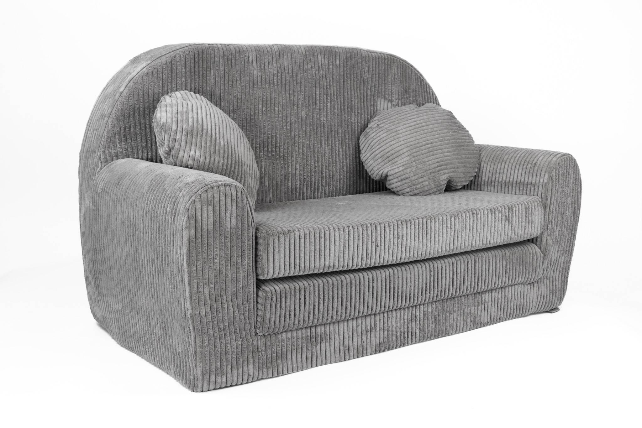 KINDERSOFA MIT VERLÄNGERUNG aus Kuschel-Cord in Hellgrau - Hellgrau, Textil (100/60/50cm) - Fortisline