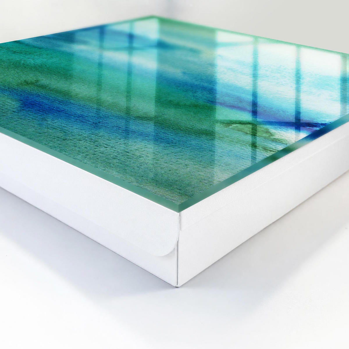 SCHLÜSSELBOX Weiß 30x30 cm – Türöffnung nach rechts - Aquarellblau - Blau, Metall (30/30/5cm) - TULUP