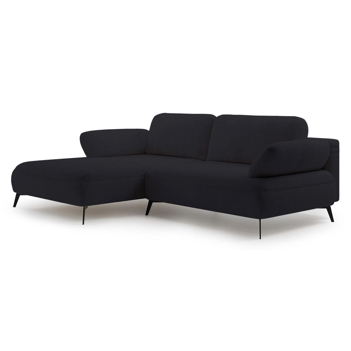 ECKSOFA Avolla Anthrazit links - Schwarz, Textil/Metall (284/186cm) - Selsey