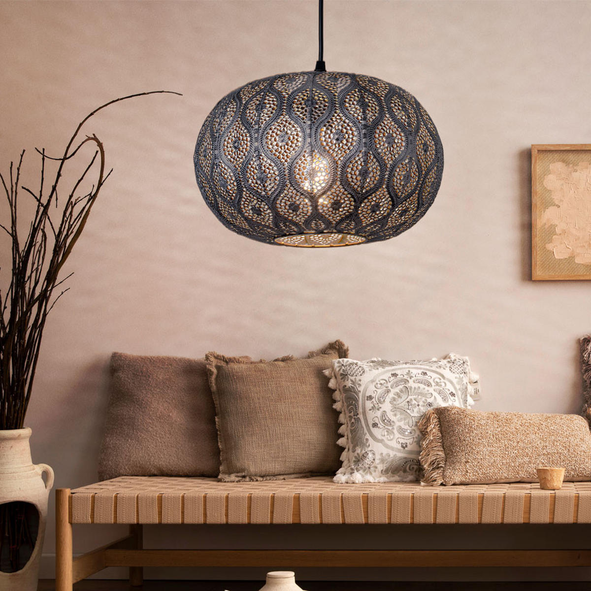 LED HÄNGELEUCHTE Metall Silber - Schwarz, Metall (30/30/120cm) - Globo Lighting