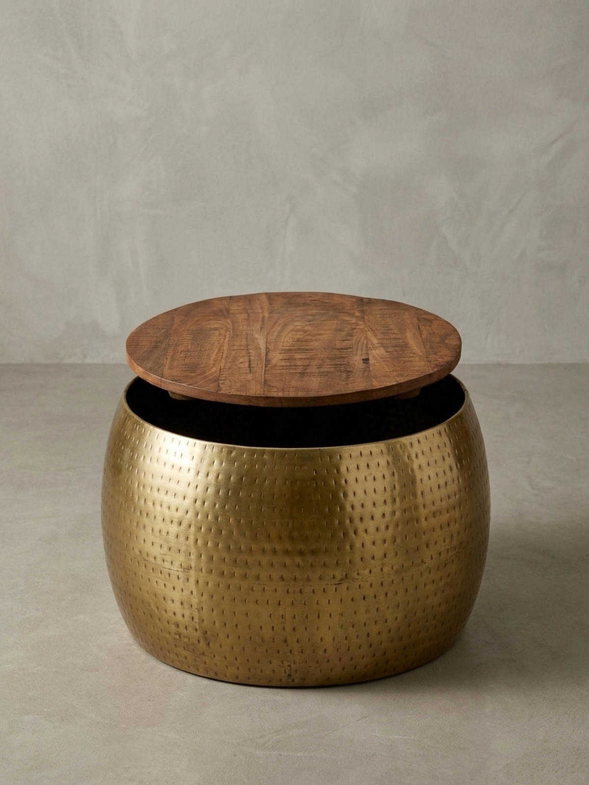 COUCHTISCH Massivholz Braun Gold, Modernes Design, Stauraum, Modell Aurora - Goldfarben, Holz/Metall (60/60/40cm) - KADIMA DESIGN
