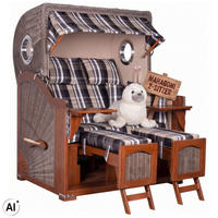 STRANDKORB 2-Sitzer Düne Mahagoni 583 - Beige/Schwarz, Holz (125/170/80cm) - Mr. Deko