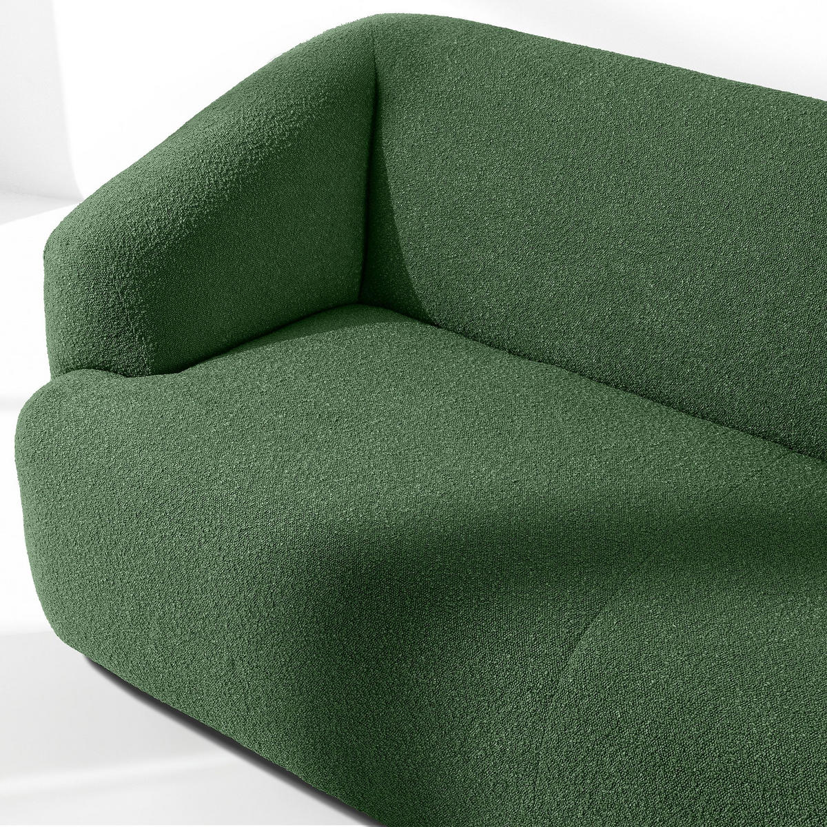 EINZELSOFA VIRA, Grün, Bouclé - Schwarz/Grün, Holz/Holzwerkstoff (210/84/100cm) - KONSIMO®