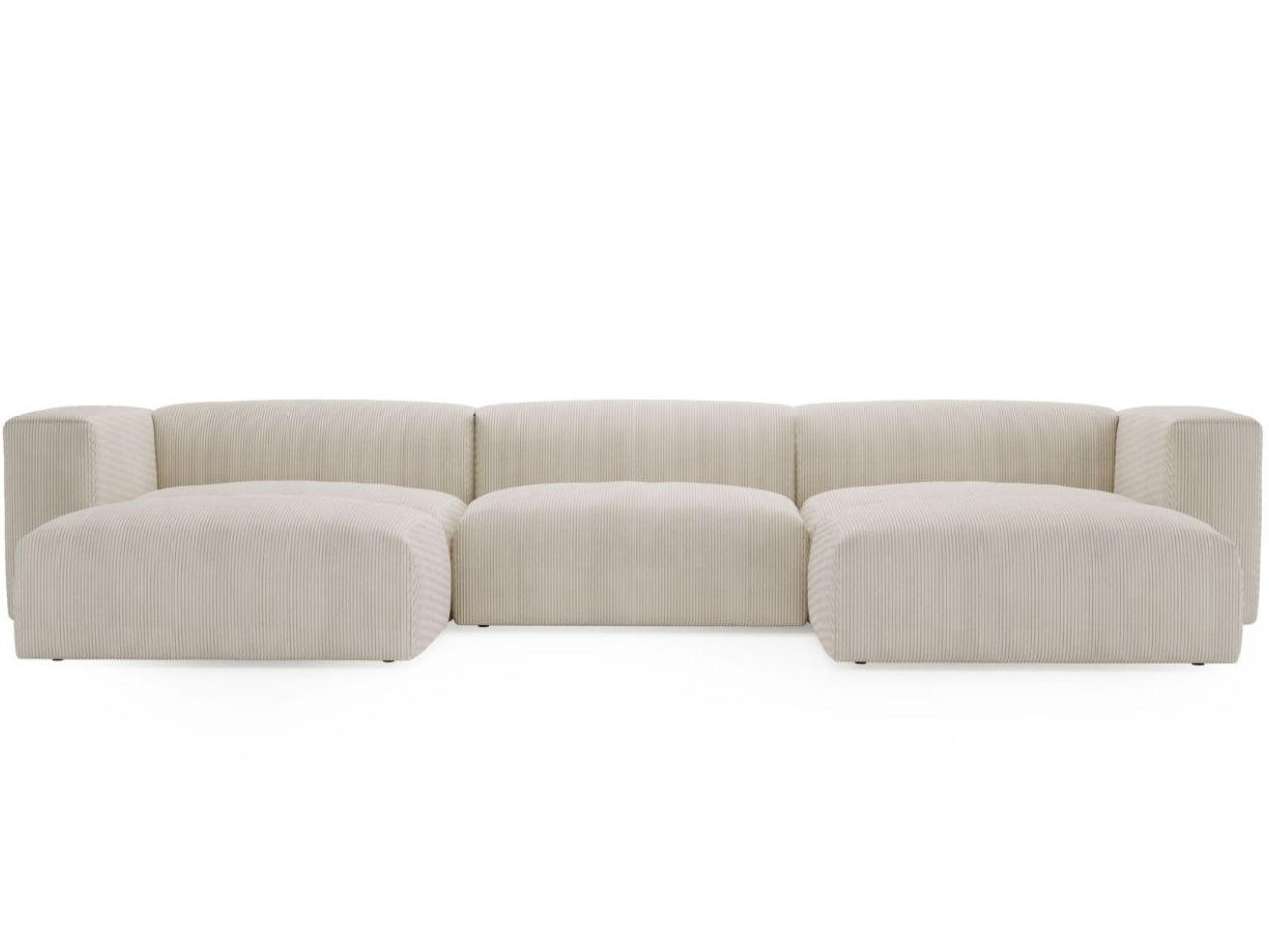 WOHNLANDSCHAFT U Landi Creme - Beige/Schwarz, Kunststoff/Textil (340/85/180cm) - Graingold