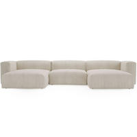 WOHNLANDSCHAFT U Landi Creme - Beige/Schwarz, Kunststoff/Textil (340/85/180cm) - Graingold
