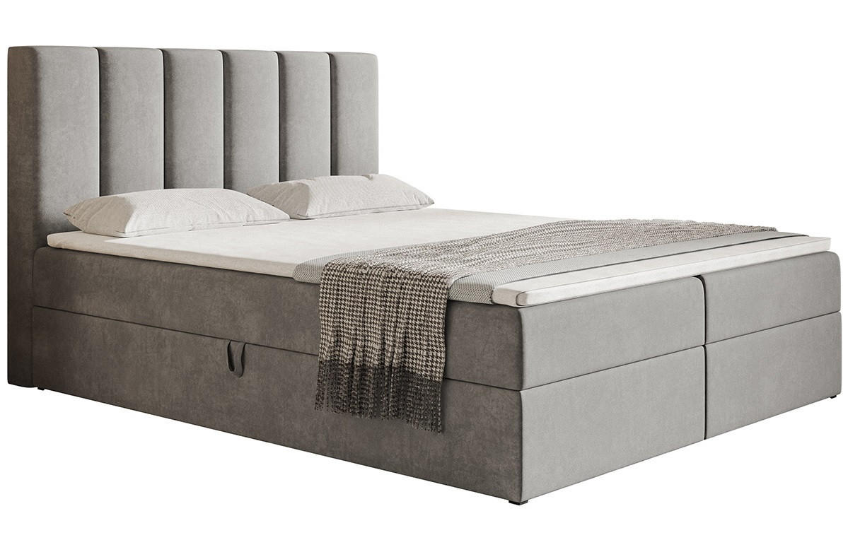 BETT Grau FOX Kontinental 180x200 cm - Grau, Textil (180/200cm) - Sepro Meble