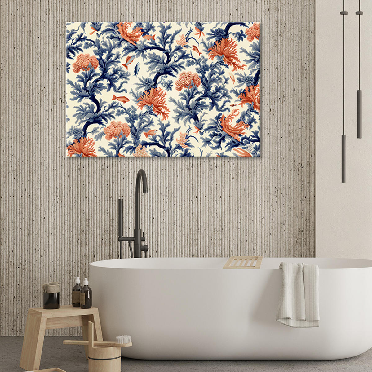 WANDBILD korallen und fische - Orange, Textil (60/40cm) - Feeby