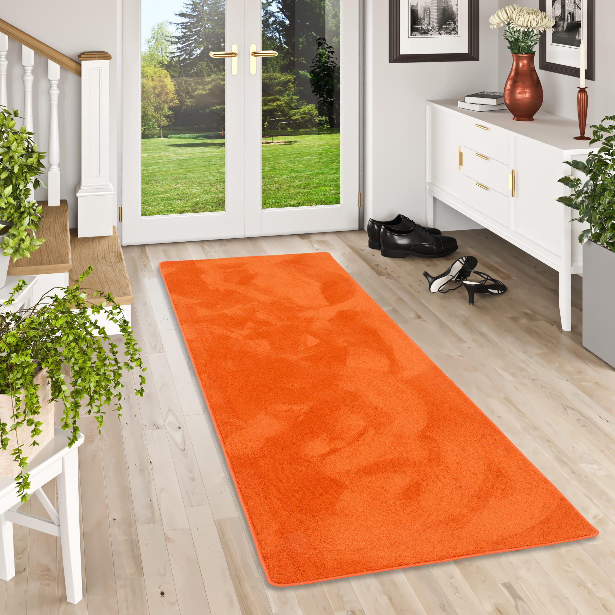 LUXUS SUPER SOFT HOCHFLOR LANGFLOR TEPPICH LÄUFER DELUXE - Orange, Textil (100/300cm) - Snapstyle