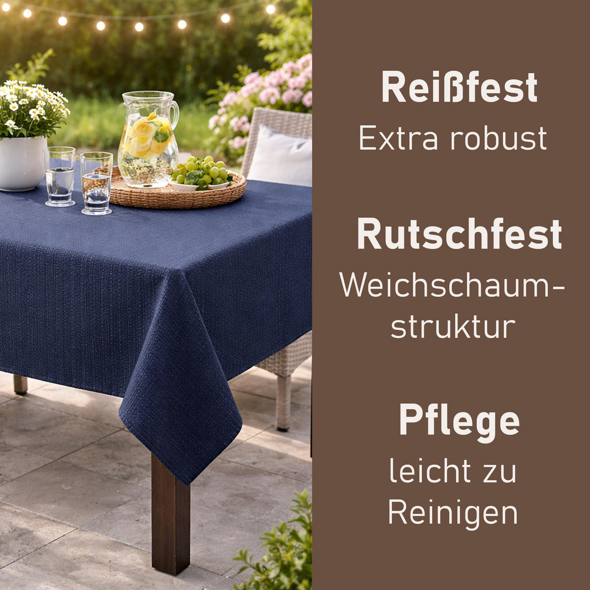 TISCHDECKE Garten Weichschaum 130x160cm - Navy - Dunkelblau, Kunststoff (160/130cm) - Bestlivings
