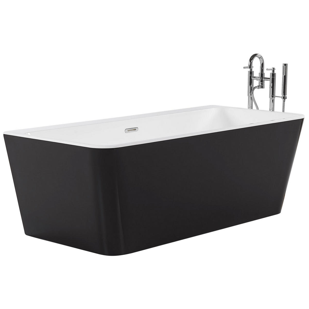 BADEWANNE 80x170x60 cm schwarz Hassel - Schwarz, Kunststoff (80/60/170cm) - Beliani