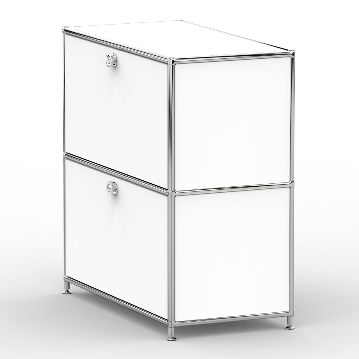 AKTENSCHRANK, 2 Klappen & Schloss, Breite 77 cm, Signalweiß - Chromfarben/Silberfarben, Metall (40/80.5/77.2cm) - Versee
