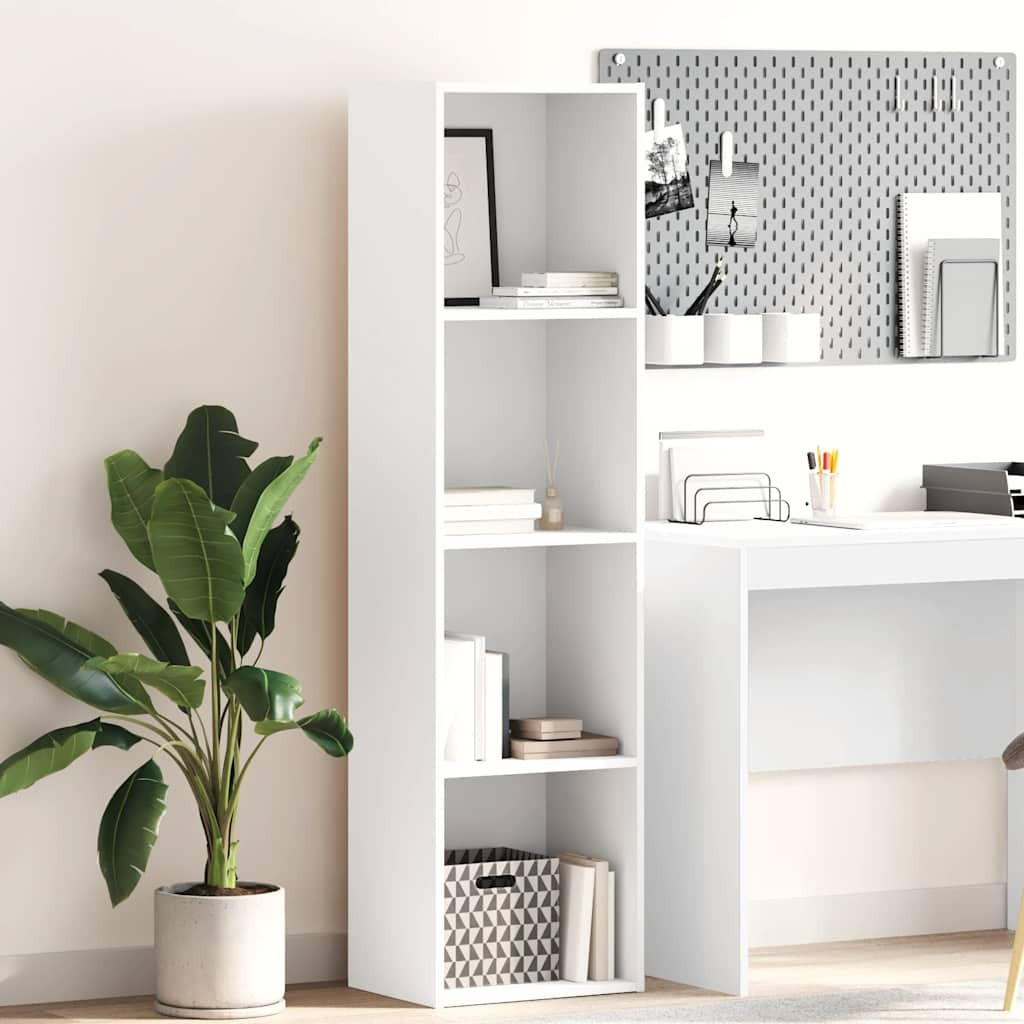 BÜCHERREGAL mit 4 Fächern 40/30/152 cm aus Holzwerkstoff Weiß - Weiß, Holz (40/152/30cm) - vidaXL