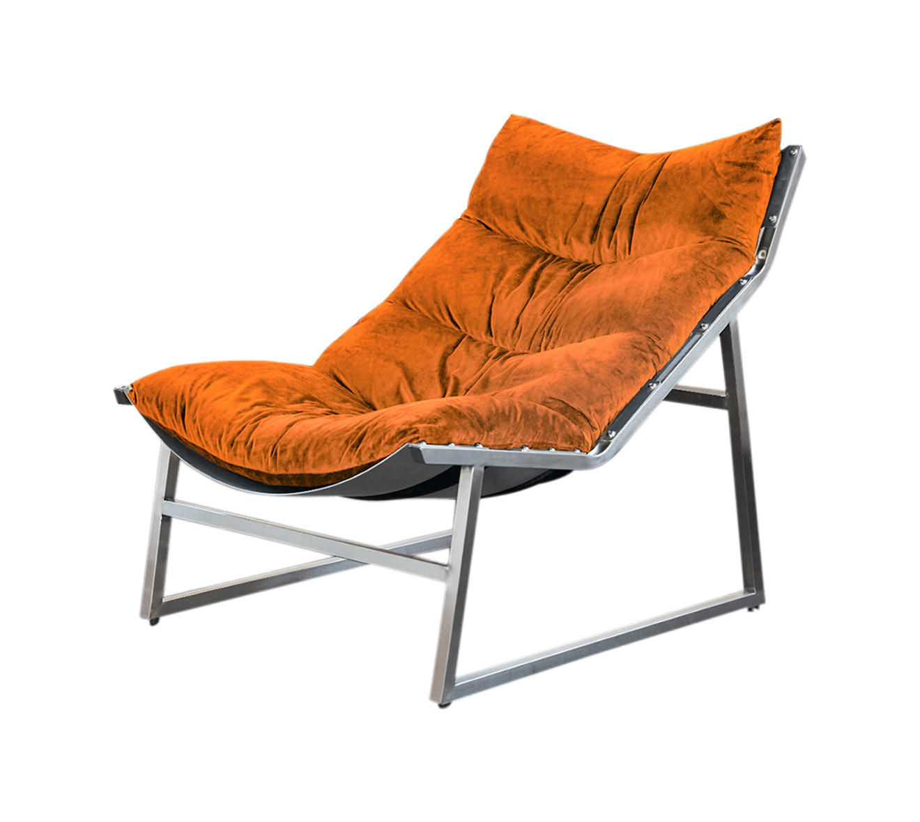 RELAXSESSEL SIRO Orange Webstoff - Silberfarben/Orange, Textil/Metall (70/78/125cm) - KAWOLA
